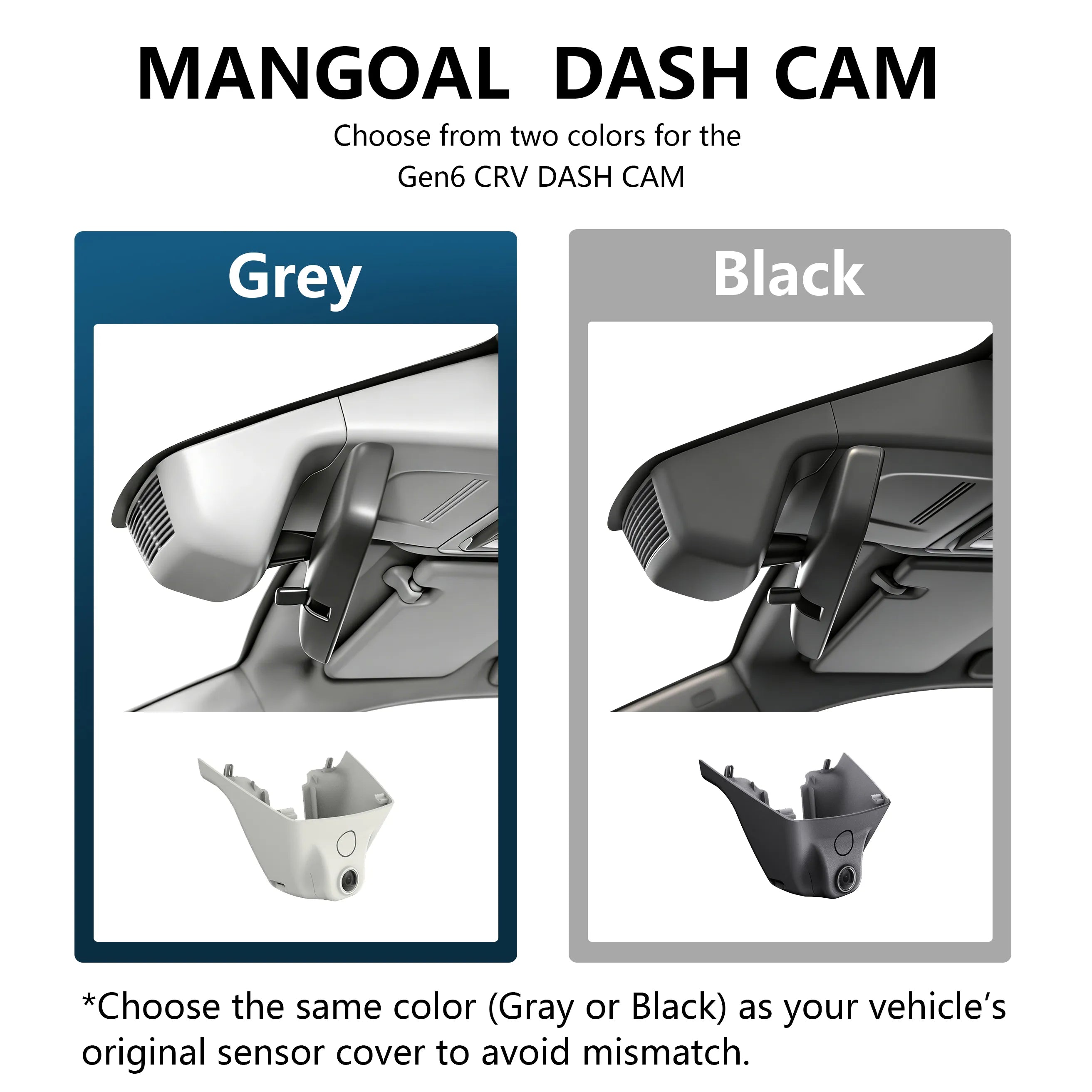 Mangoal Front 4K HDR Dash Cam STARVIS 2 IMX678 for Gen6 CR-V & CR-V Hybrid 2023-2026(Black)(Model B)