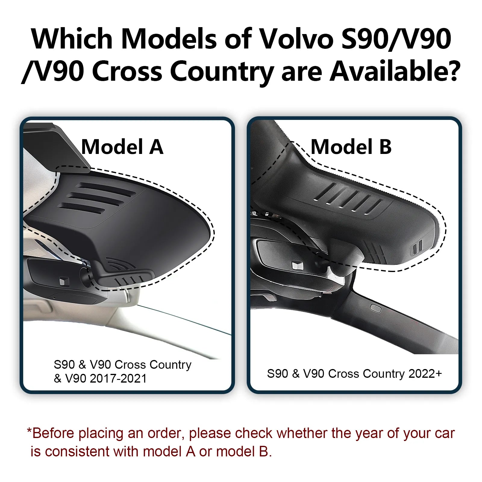 Mangoal 4K Dash Cam for Volvo S90 & V90 Cross Country 2022-2024 (Model B)