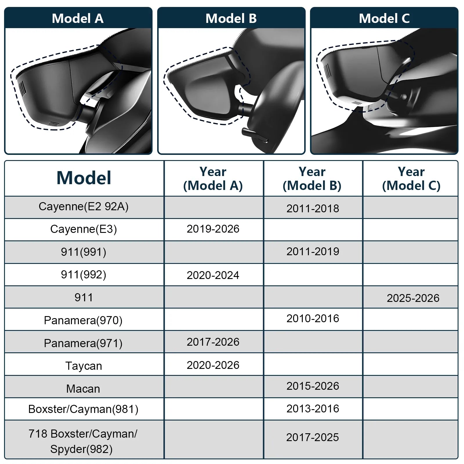 Mangoal Front 4K & Rear 2K HDR Dash Cam, Dual STARVIS 2 IMX678 IMX675, for Cayenne, Macan, 911, Panamera, Boxster, Cayman, Spyder(Model B)