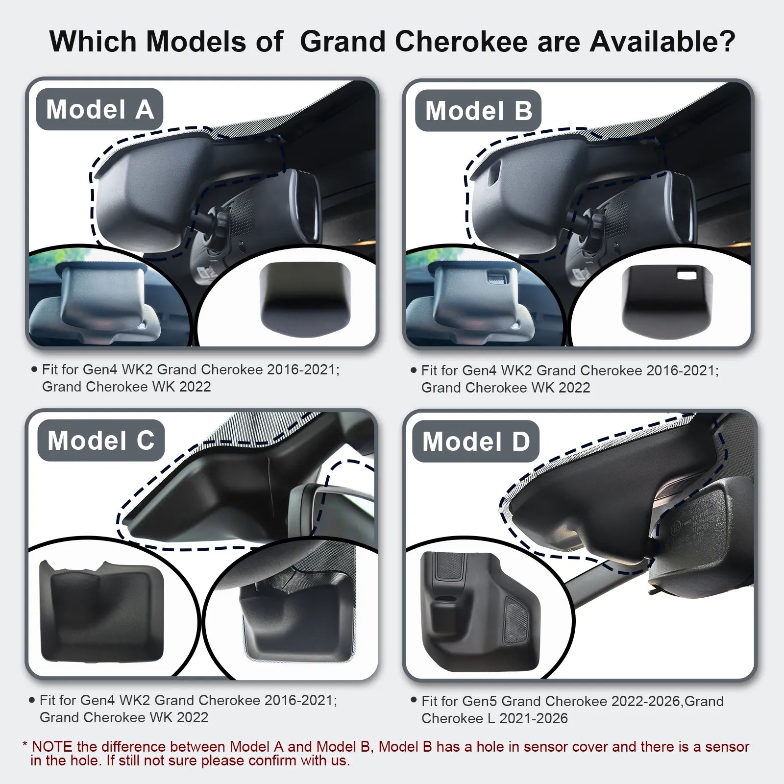 Front 4K HDR Dash Cam STARVIS 2 IMX678, Custom Fit for Gen5 Grand Cherokee 2022-2026,Grand Cherokee L 2021-2026 (Model D), Laredo Limited etc, 5GHz WiFi, GPS, 64GB Card