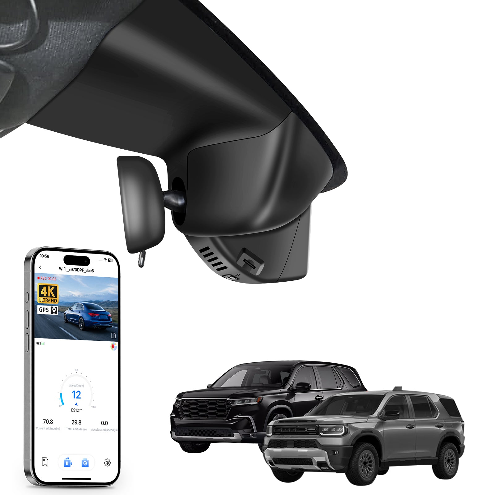 Mangoal Front 4K HDR Dash Cam STARVIS 2 IMX678 for Honda Pilot 2023-2026, Passport 2026 (Model C)