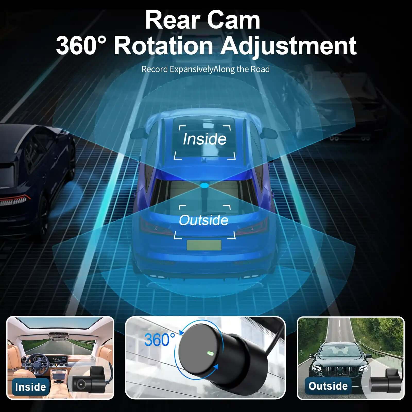 360 degree mangoal tech rear dash camera for toyota corolla Dual inside and Outside view 