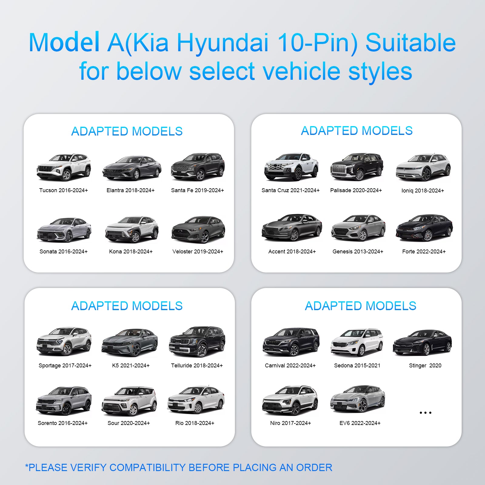 Dashcam Power Adapter 10 Pin (Model A) Custom for Hyundai Kia Telluride Sorento Soul Rio Carnival Sedona EV6 and More,GPS Radar Mirror Camera Dash Cam Adapter,Connects to Rearview Mirror (Hidden)