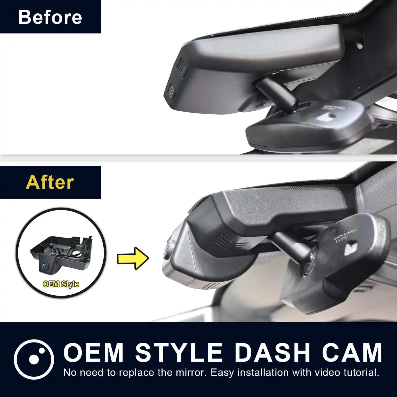 Chevy Silverado dash cam before and afer installation