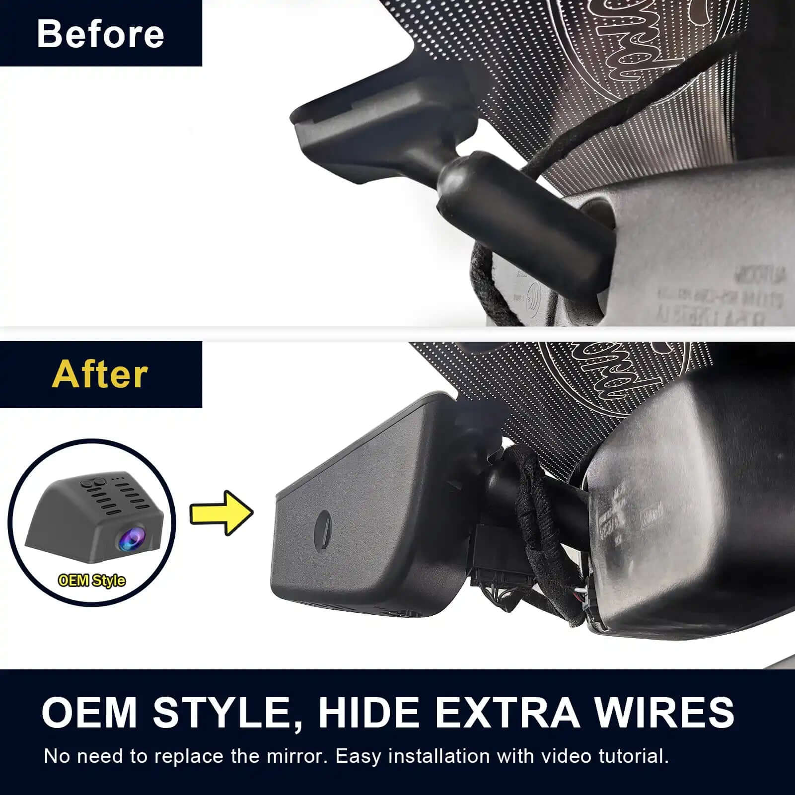 Ford F-series dash cam before and after installation 