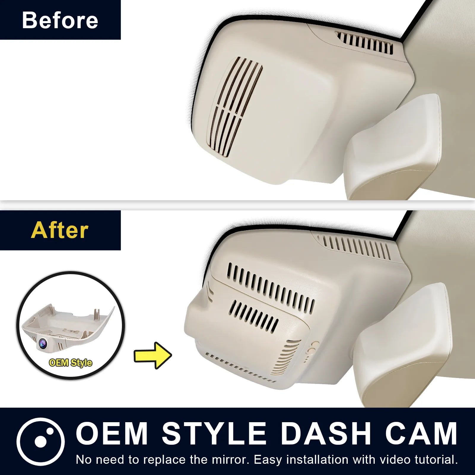 Mangoal Front 4K HDR Dash Cam STARVIS 2 IMX678 for Mercedes-Benz GLK X204 2010-2015(Model B Beige)