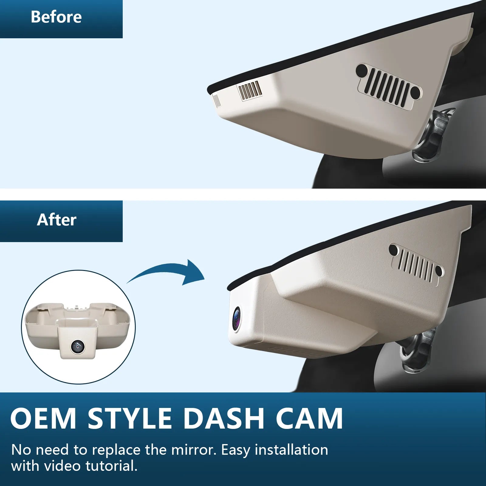 Mangoal Front 4K HDR Dash Cam STARVIS 2 for Jeep Renegade 2015-2023(Beige)