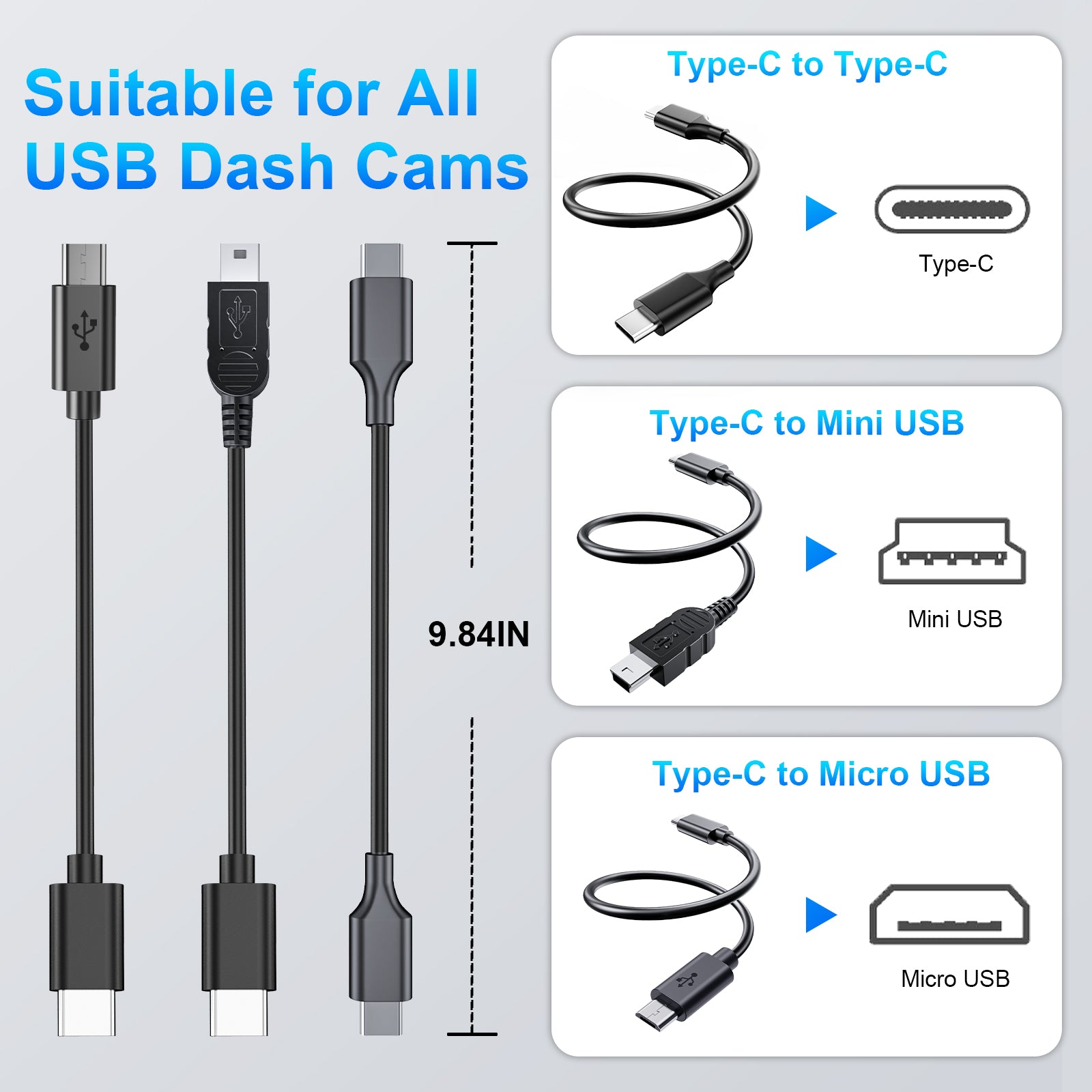 Mangoal Dash Cam Power Adapter for Land Rover & Jaguar with 3-Pin Blue Rain Sensor (Model B)– Hidden Cable Kit for GPS Radar Mirror Camera, Plug & Play