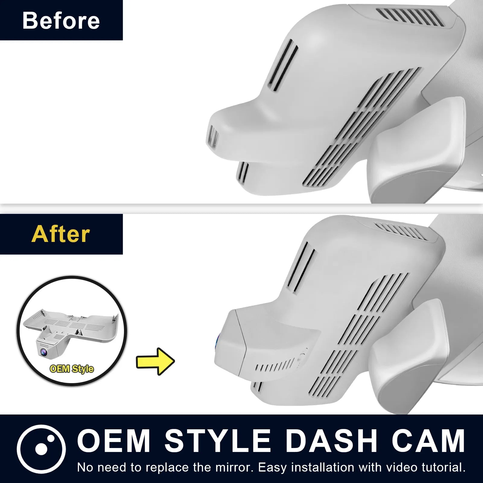 Mangoal Front 4K & 1080P Dash Cam for Mercedes-Benz GLC Gen1 X253/C253 2016-2020 (Model D Gray)