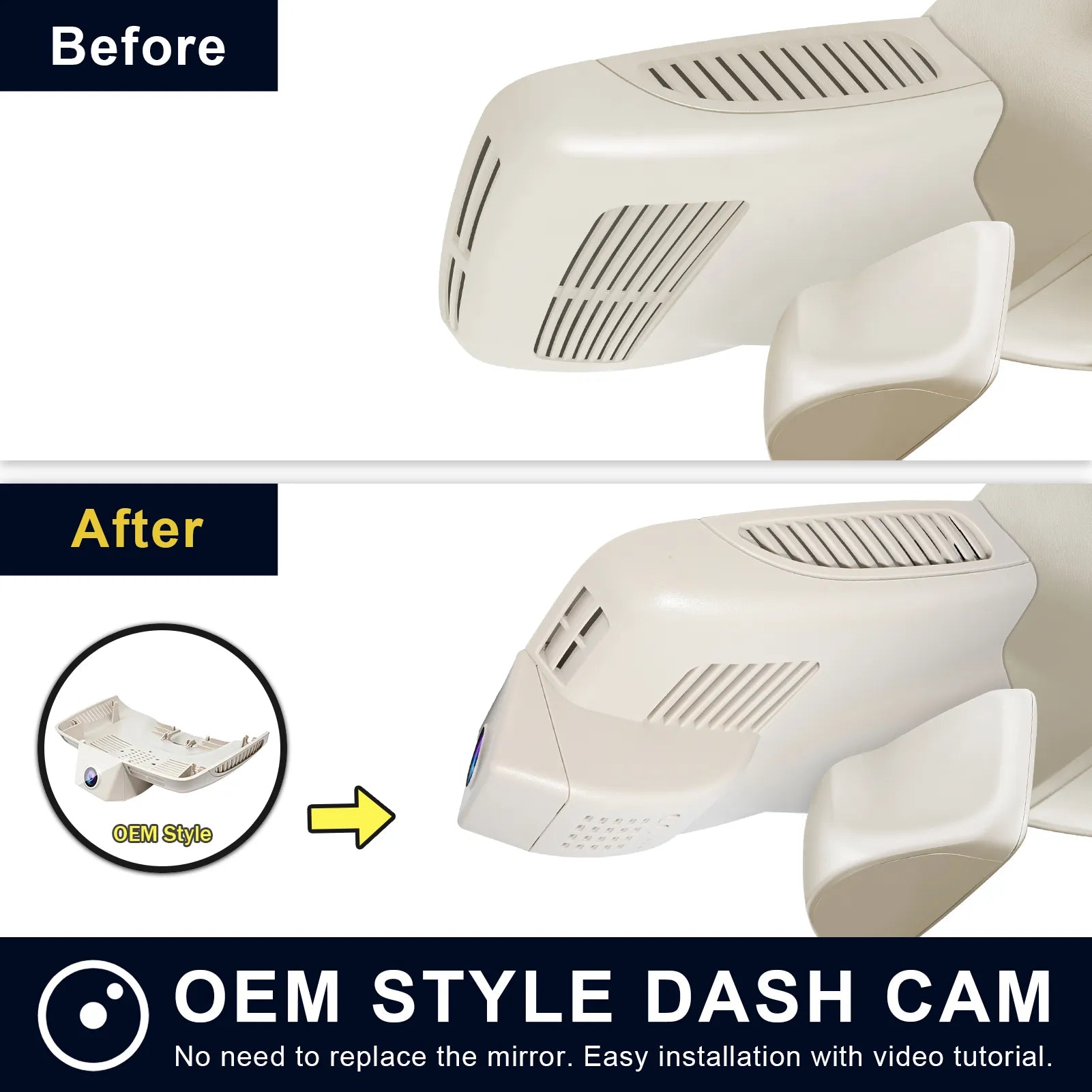 Mangoal Front 4K & 1080P Dash Cam for Mercedes-Benz GLC Gen1 X253/C253 2016-2020(Model C Beige)