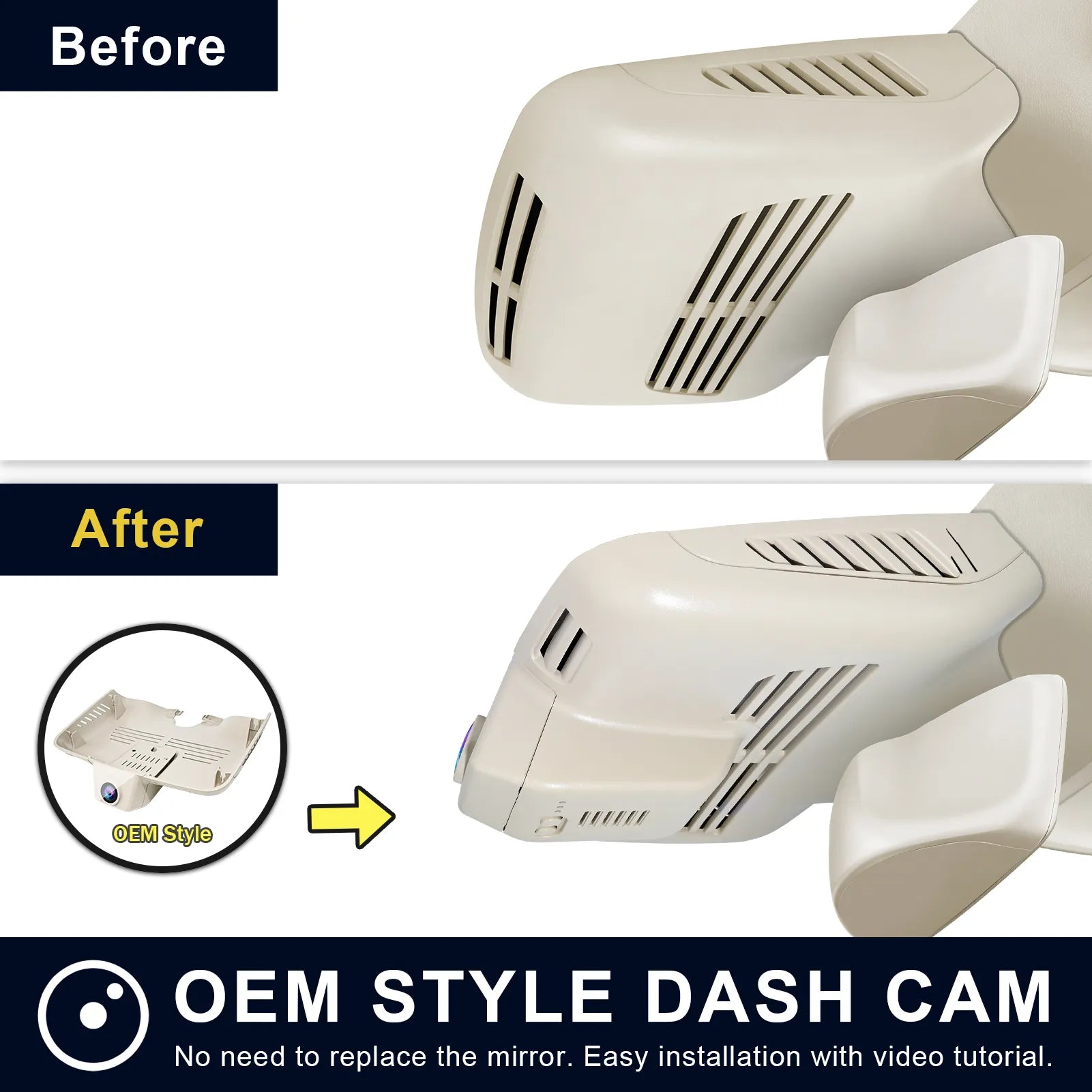 Mangoal 4K Front & 2K Rear 2 Channel HDR Dash Cam, Dual STARVIS 2 IMX678 IMX675 for Mercedes-Benz GLC Gen1 X253/C253 2016-2020(Model B Beige)