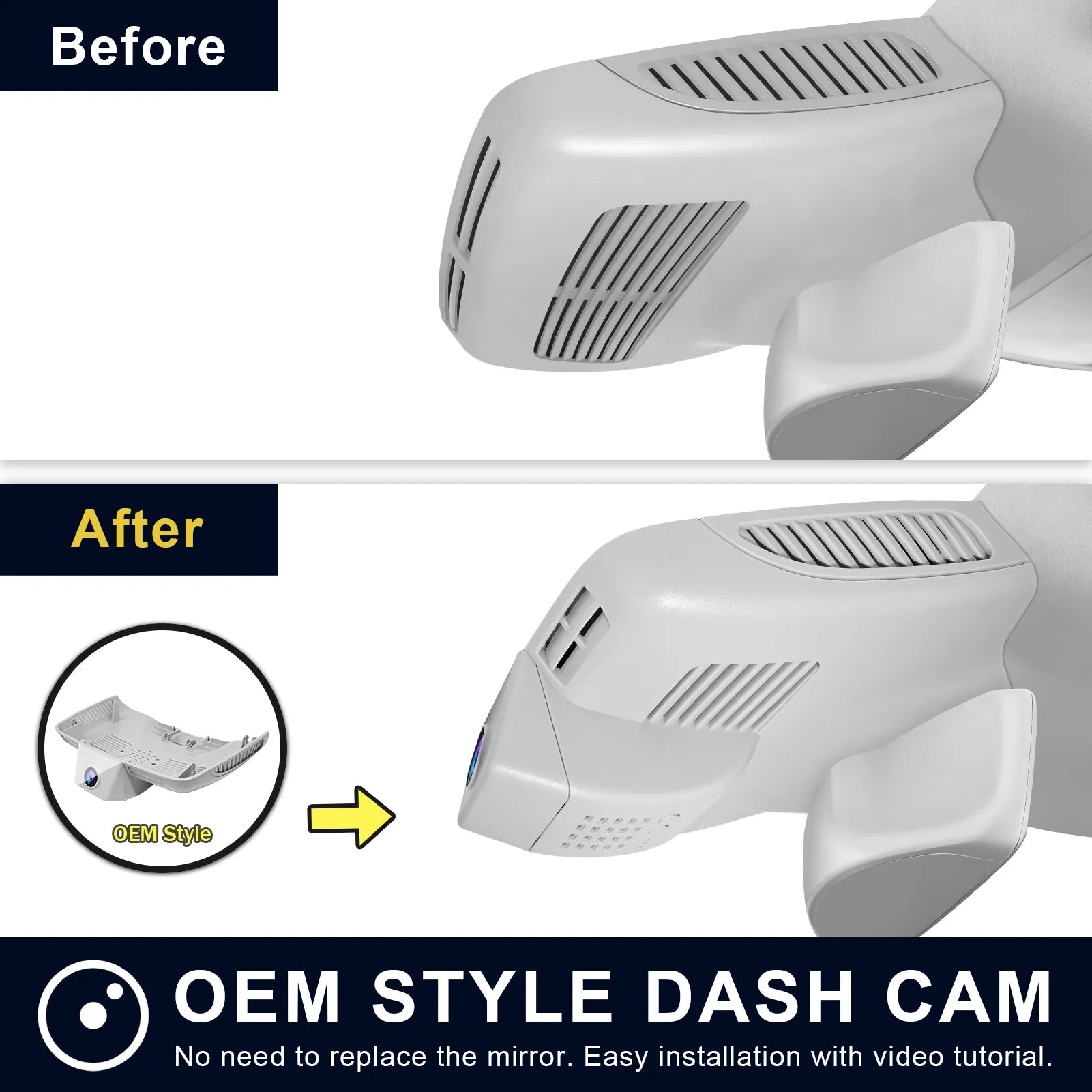 Mangoal Front 4K HDR Dash Cam STARVIS 2 IMX678 for Mercedes-Benz GLC Gen1 X253/C253 2016-2020(Model C Gray)