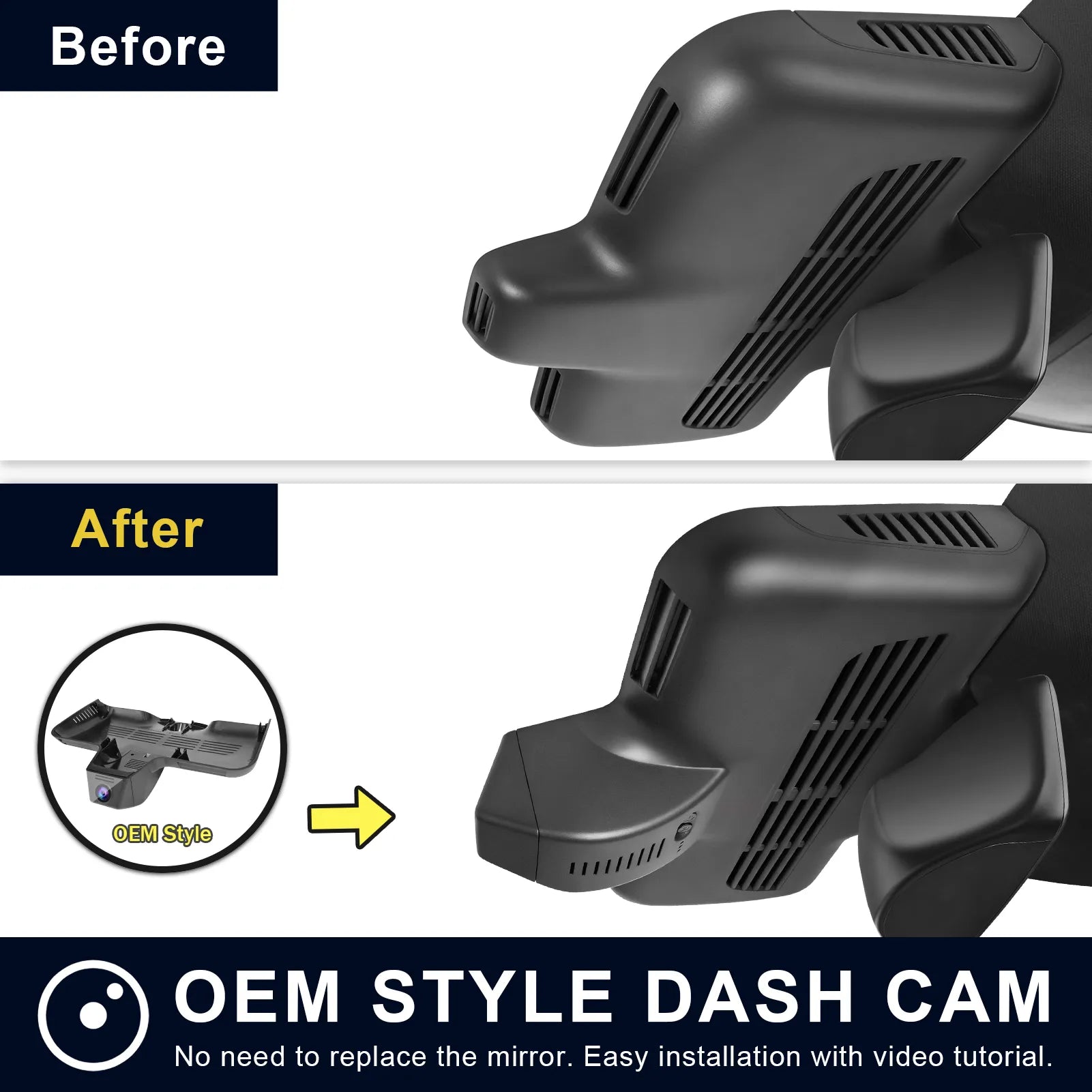Mangoal Front 4K and Rear 1080P Dash Cam for Mercedes-Benz GLC Gen1 X253/C253 (Model D Black)