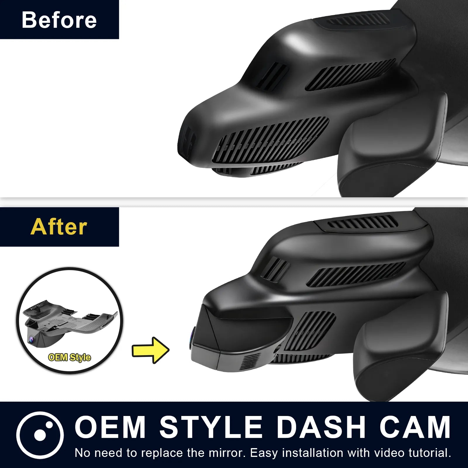 Mangoal Front 4K HDR Dash Cam STARVIS 2 IMX678 for Mercedes-Benz C-Class Gen4 W/S/C/A 205 2015-2021(Model E Black), C200 C250 C300 etc