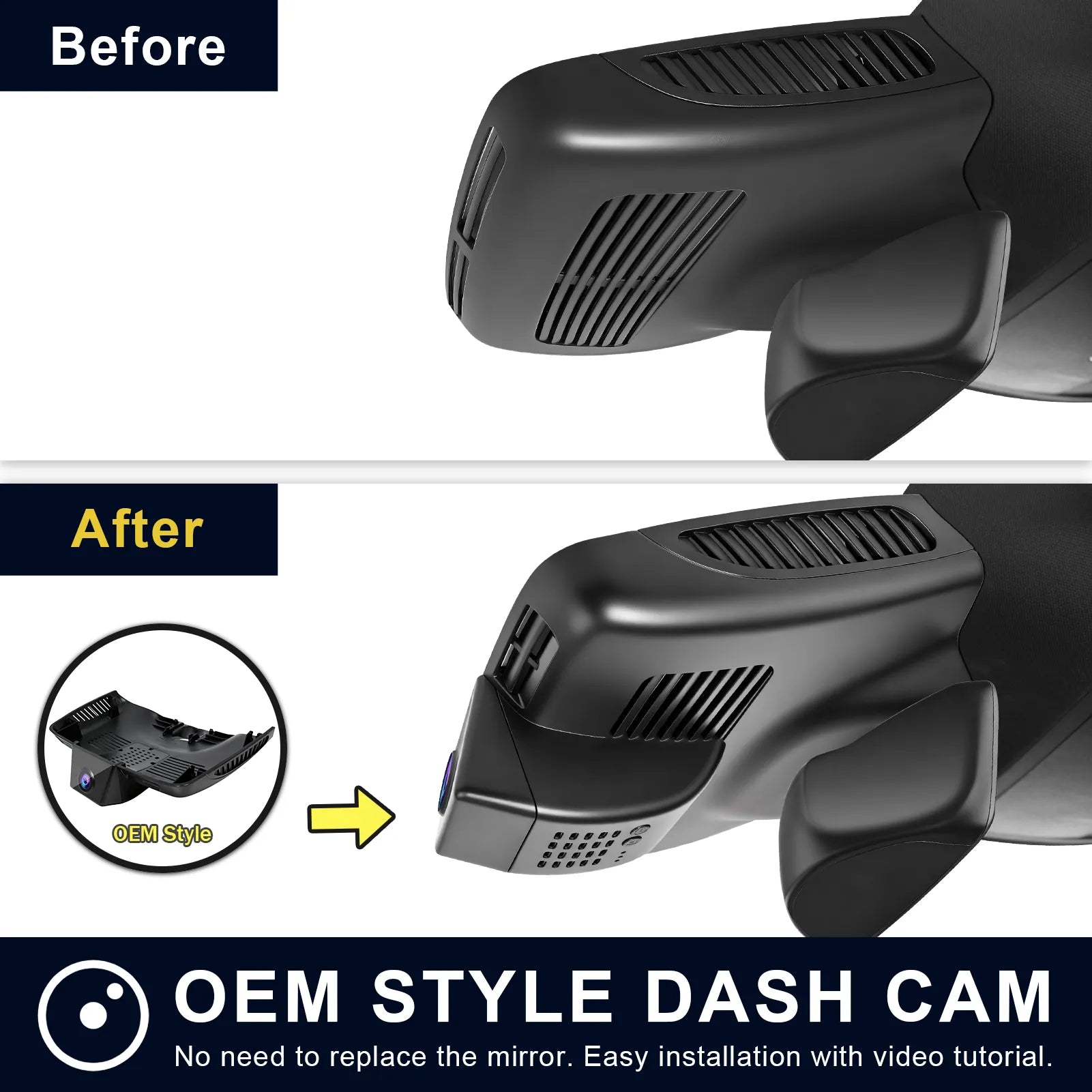 Mangoal Front 4K HDR Dash Cam STARVIS 2 IMX678 for Mercedes-Benz GLC Gen1 X253/C253 2016-2020(Model C Black)