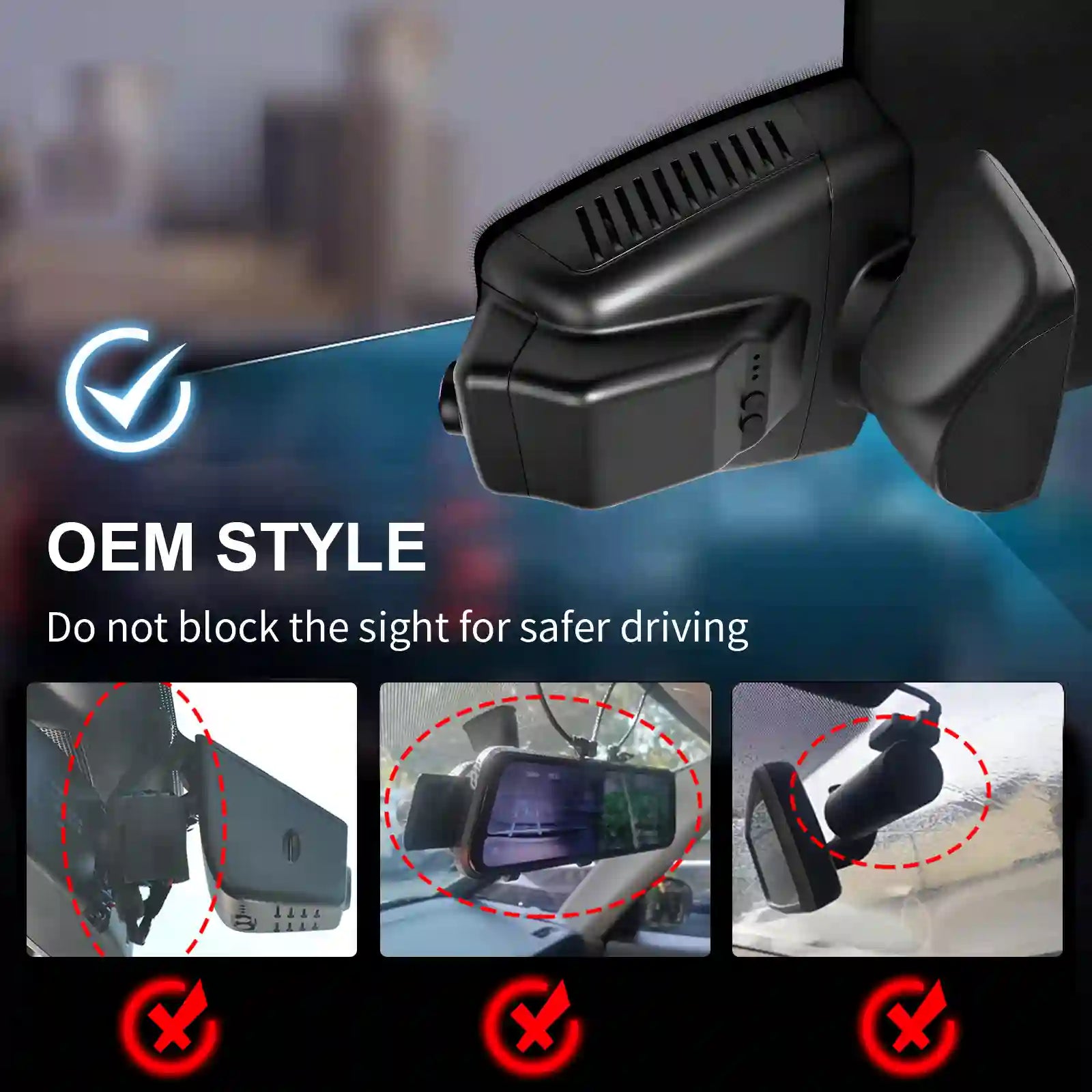 mercedez benz model-A Car dashboard camera with instructions on safe installation and use. 