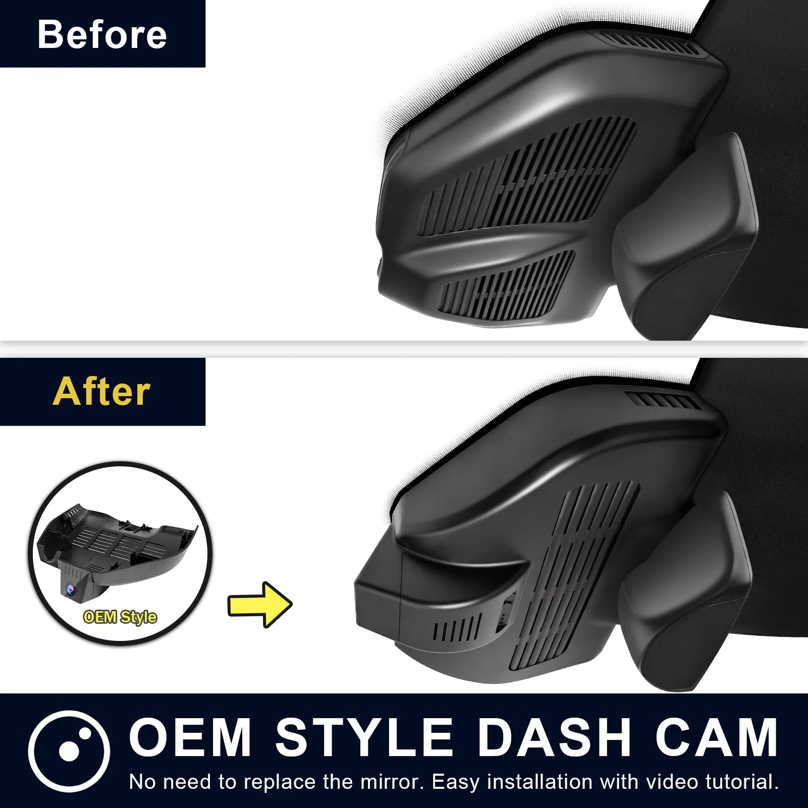 Mangoal Front 4K HDR Dash Cam STARVIS 2 IMX678 for Mercedes-Benz GLC Gen1 X253/C253 2016-2020(Model E Black)