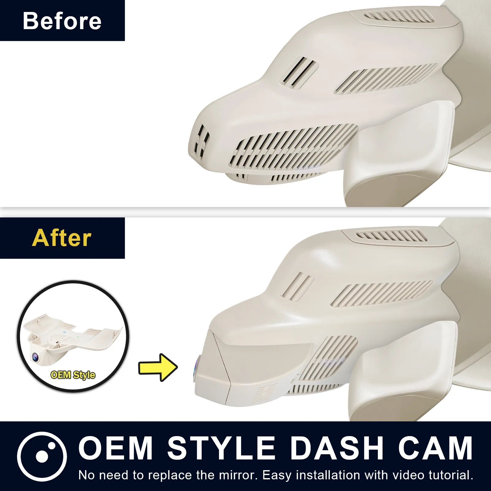 Mangoal Front 4K HDR Dash Cam STARVIS 2 IMX678 for Mercedes-Benz E-Class W213 Gen5 E-Class 2017-2023 & E53 E63 AMG 2018-2024(Model D Beige)