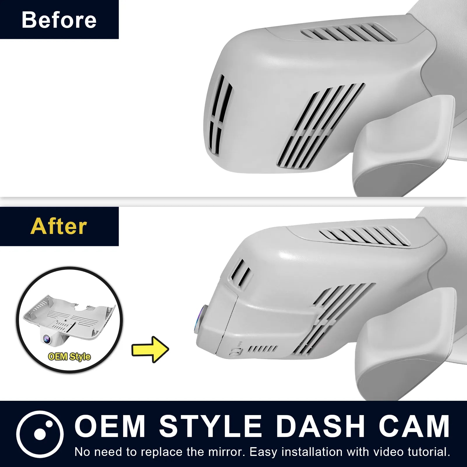 Mangoal Front 4K HDR Dash Cam STARVIS 2 IMX678 for Mercedes-Benz GLC Gen1 X253/C253 2016-2020(Model B Gray)