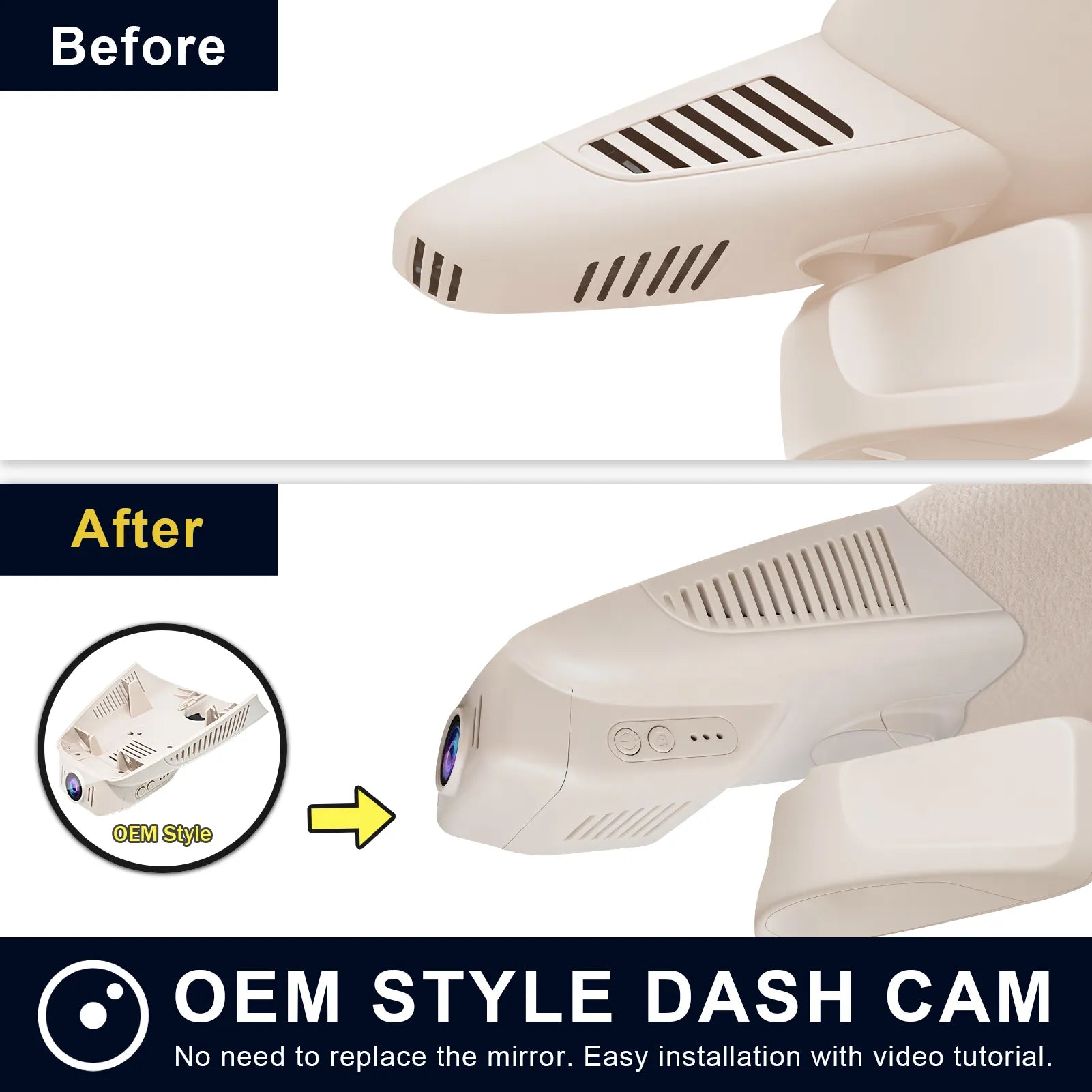 Mangoal Front 4K & 1080P Dash Cam for Mercedes-Benz GLC Gen1 X253/C253 2016-2020(Model A Beige)