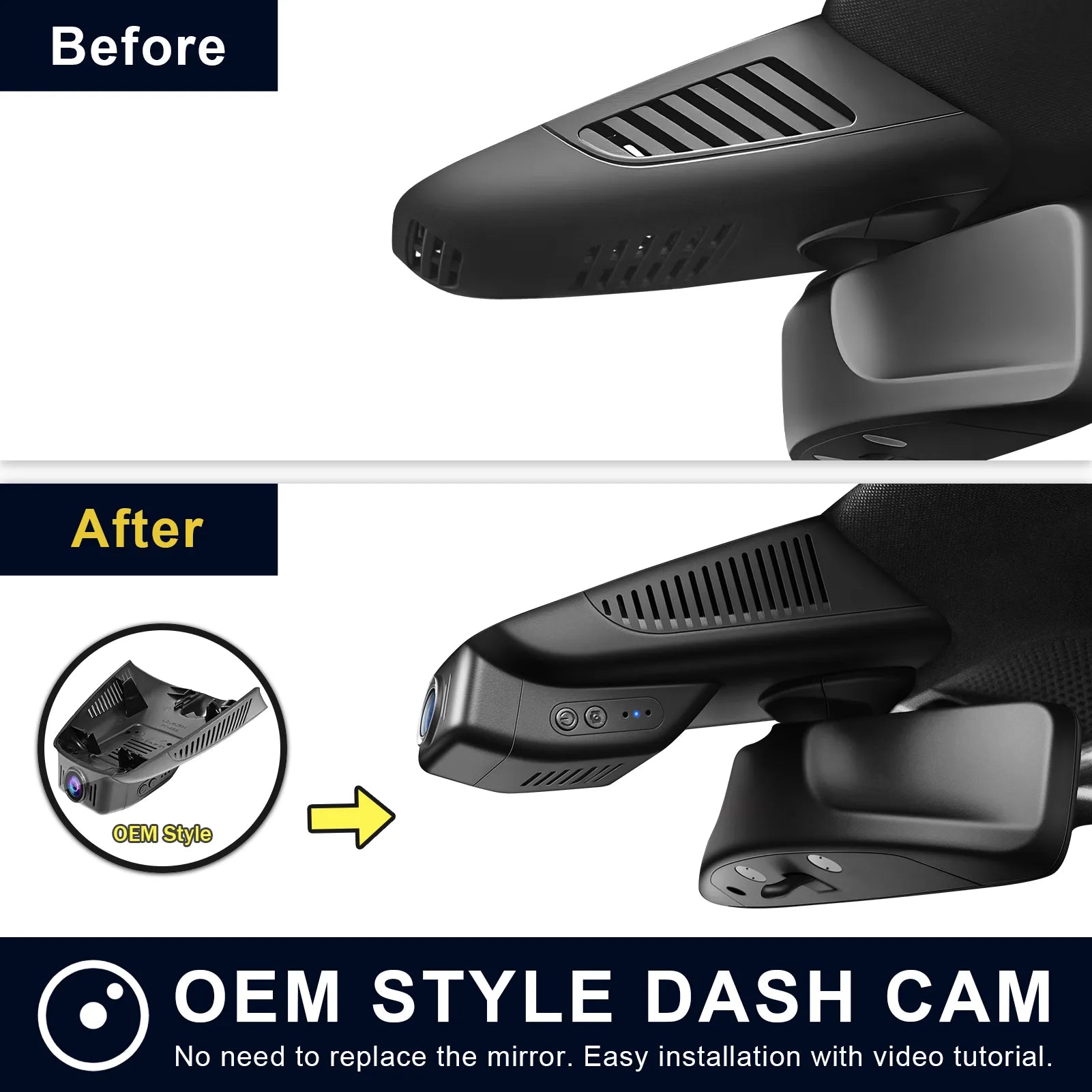 Mangoal Front 4K HDR Dash Cam STARVIS 2 IMX678 for Mercedes-Benz GLC Gen1 X253/C253 2016-2020(Model A Black)