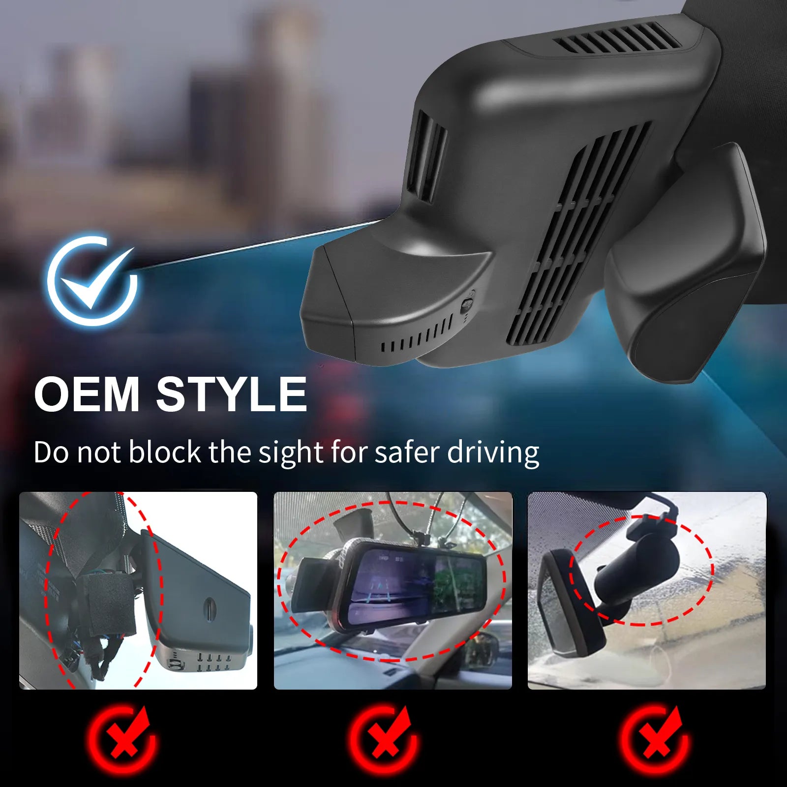 Mangoal Front 4K HDR Dash Cam STARVIS 2 IMX678 for Mercedes-Benz GLC Gen1 X253/C253 2016-2020(Model D Black)