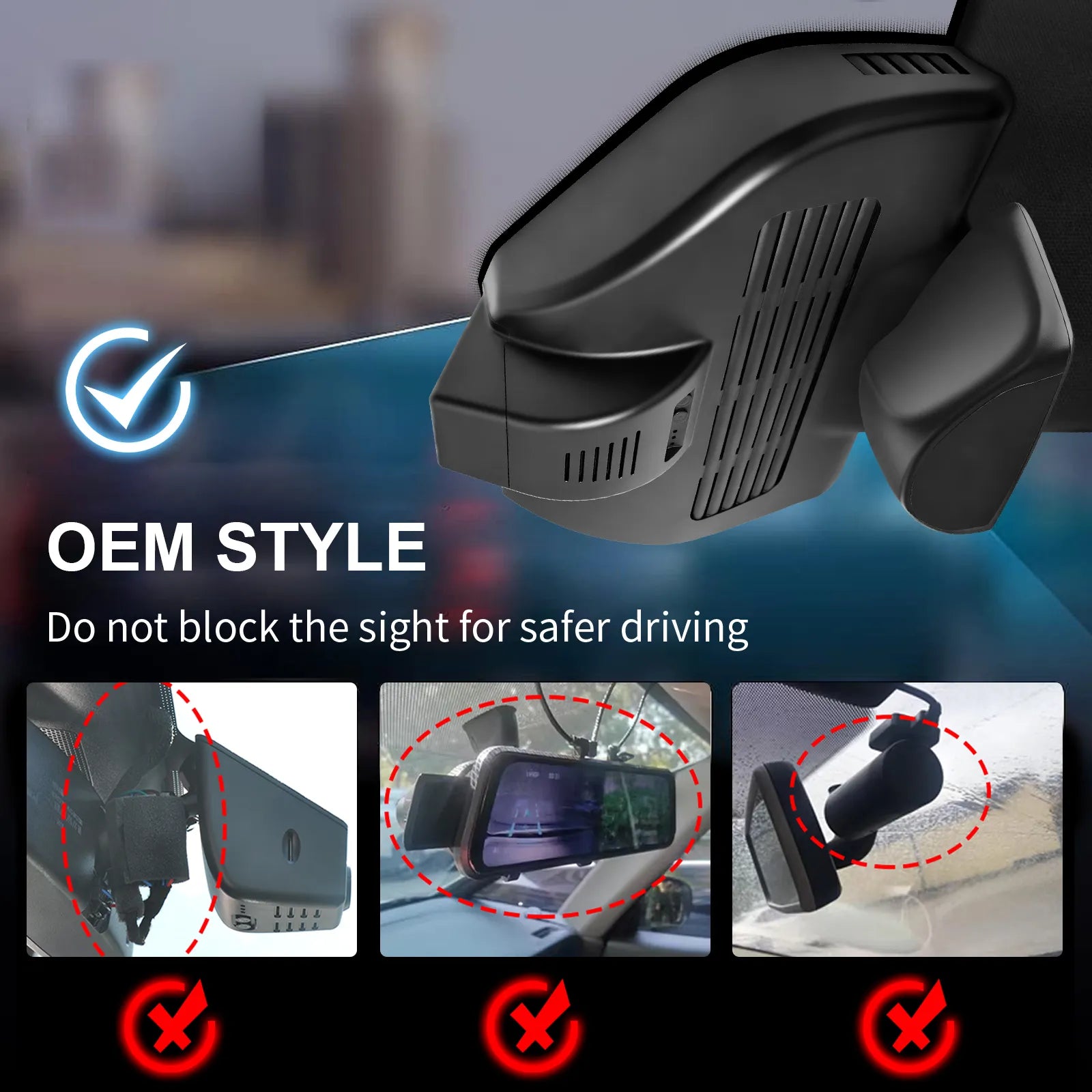 Mangoal Front 4K HDR Dash Cam STARVIS 2 IMX678 for Mercedes-Benz GLC Gen1 X253/C253 2016-2020(Model E Black)