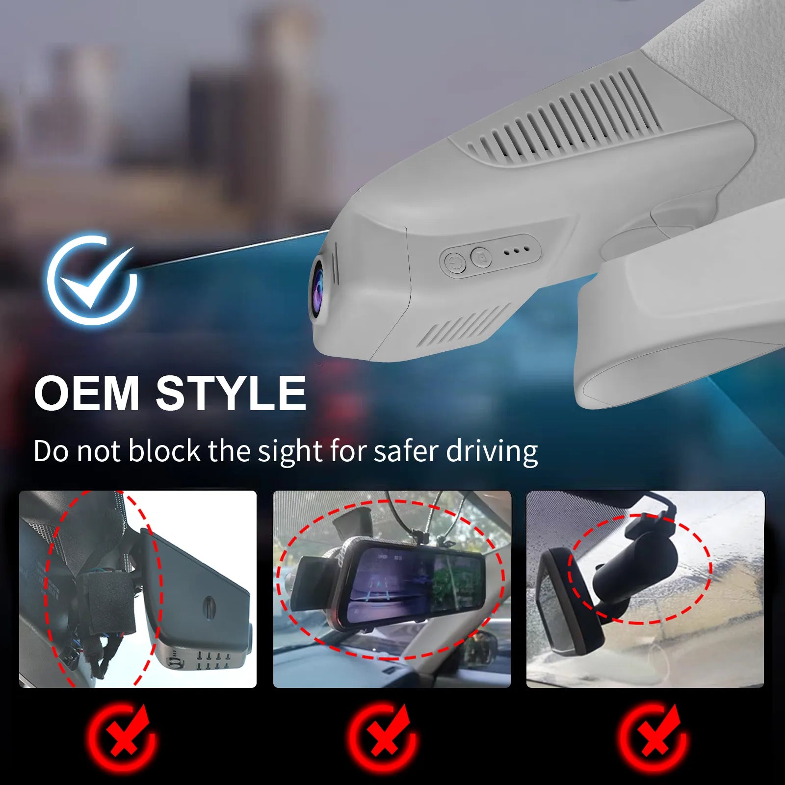 Mangoal 4K Dash Cam for Mercedes-Benz GLC Gen1 X253/C253 2016-2020 (Model A Gray)