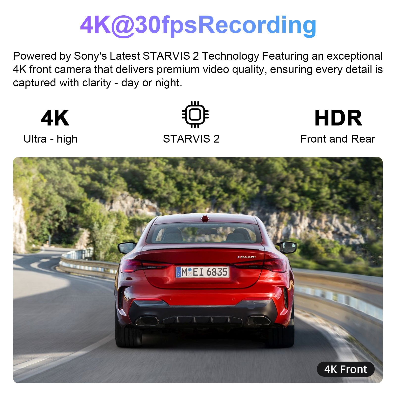 Mangoal Front 4K HDR Dash Cam STARVIS 2 for BMW Z4 G29 2019-2026(Model B)