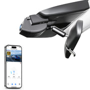 Mangoal rearview mirror built-in dash cam with smartphone app control, 4K Ultra HD recording, GPS tracking, and Honda CR-V models in the background.