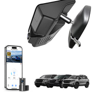 Mangoal 2 channel dash cam with STARVIS sensor, features smartphone app control, front 4K UHD and rear Full HD recording, GPS tracking, and Honda models in the background.