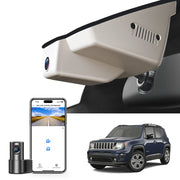 2 channel dash cam with dual STARVIS 2, features smartphone app control, 4K Ultra HD recording, GPS tracking, and Jeep Renegade models in the background.