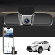 2 channel dash cam with dual STARVIS 2, features smartphone app control, 4K Ultra HD recording, GPS tracking, and Lexus NX models in the background.