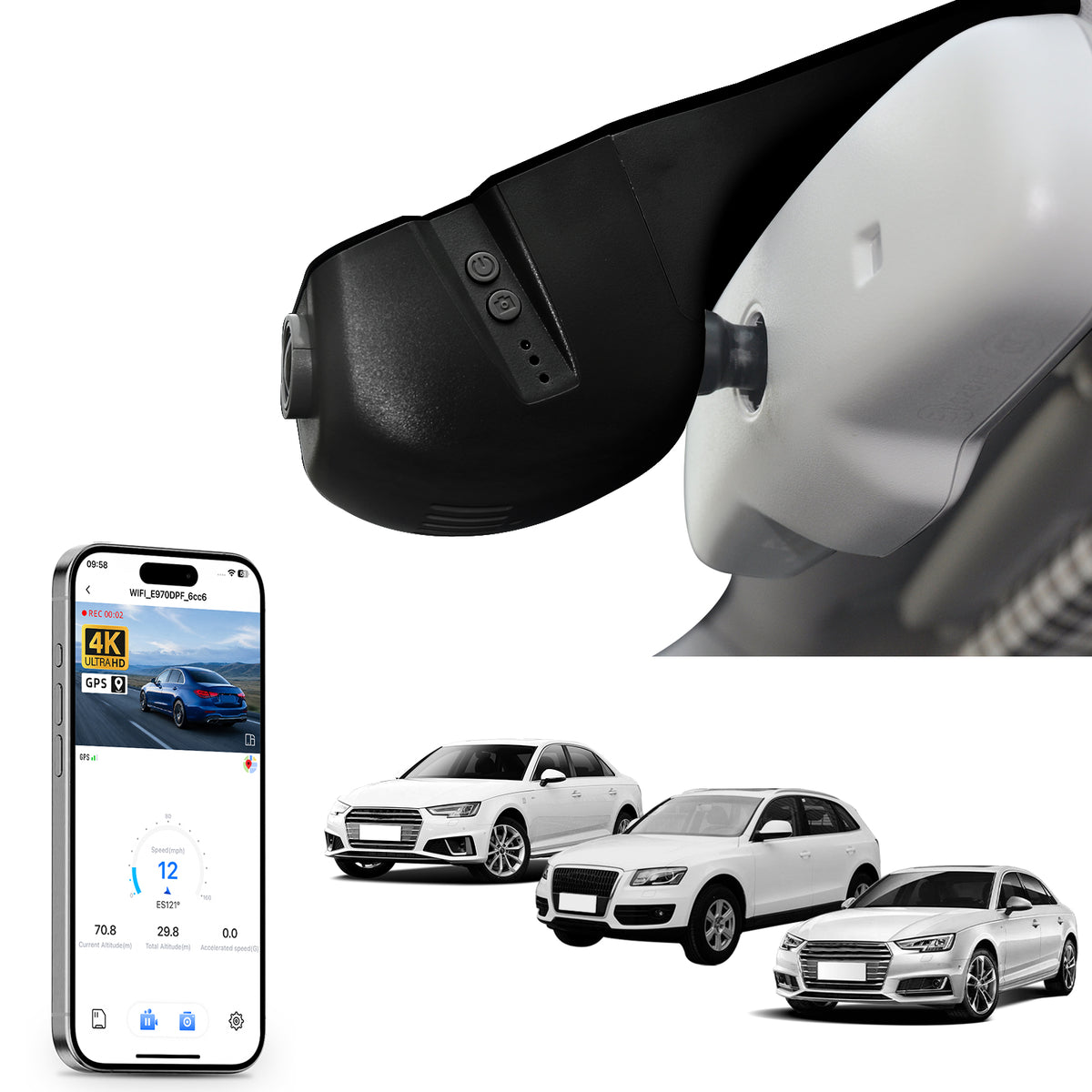 Mangoal 4K Dash Cam for Audi (Model B Black)