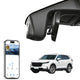 Mangoal rearview mirror built-in dash cam with smartphone app control, 4K Ultra HD recording, GPS tracking and Honda CRV models in the background.