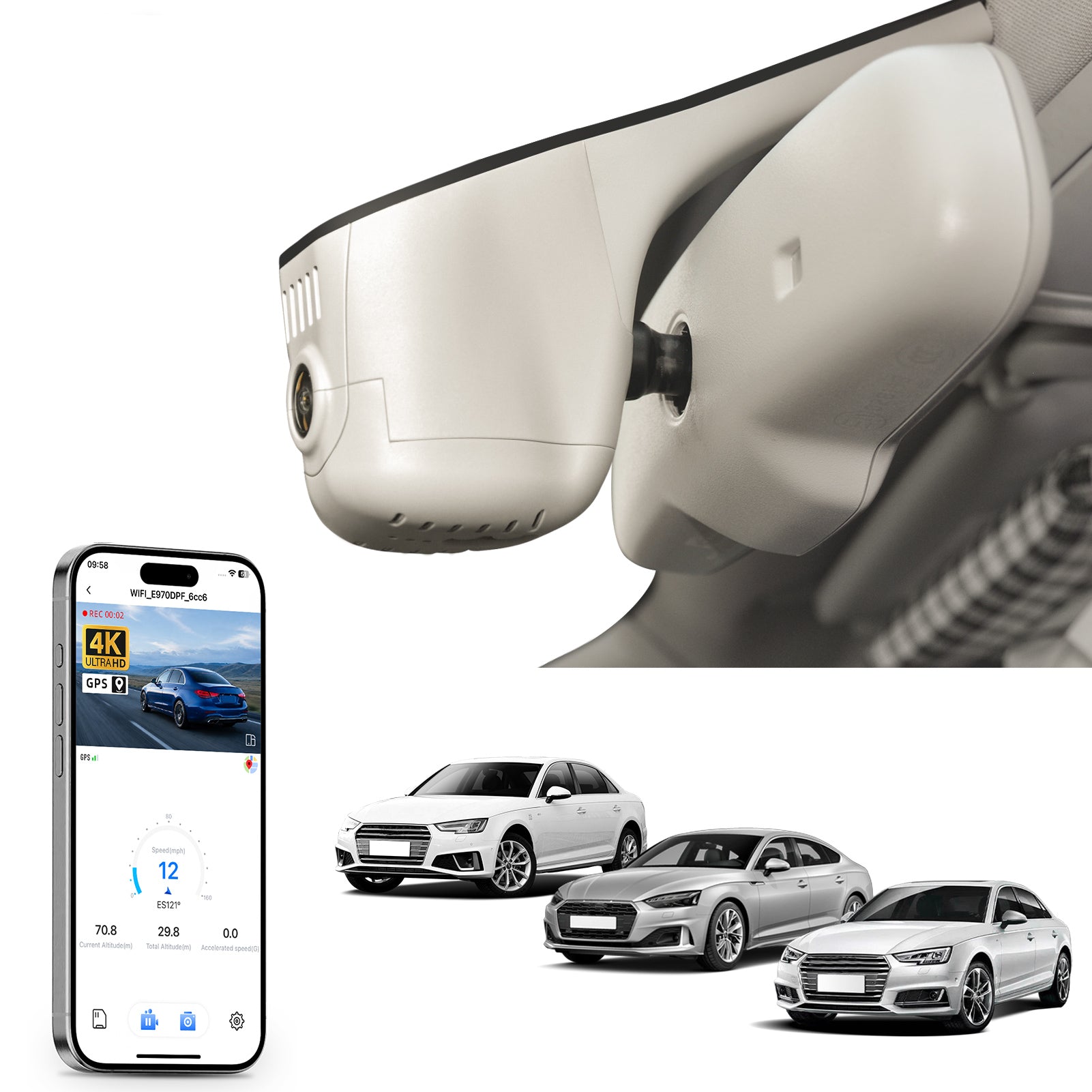 Mangoal 4K Dash Cam for Audi (Model C Beige)