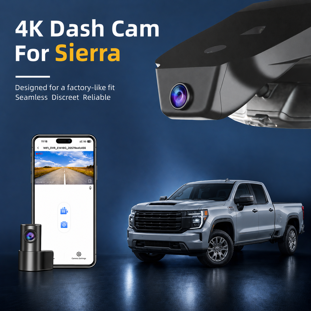 Mangoal Front 4K & Rear 2K HDR Dash Cam, Dual STARVIS 2 IMX678 IMX675 for GMC Sierra 1500, 2500 HD/3500 HD (Model C)