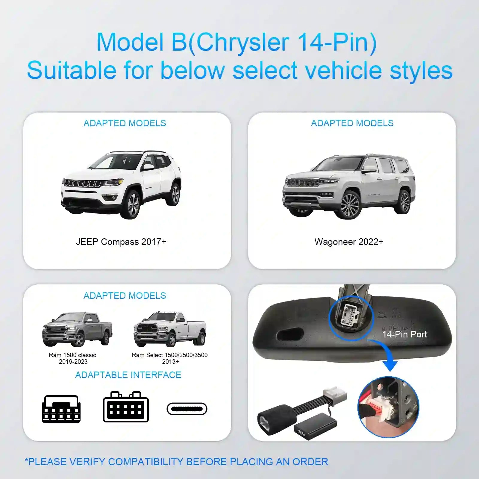 dash camera for wagoneer Ram 1500 Jeep power adapter 