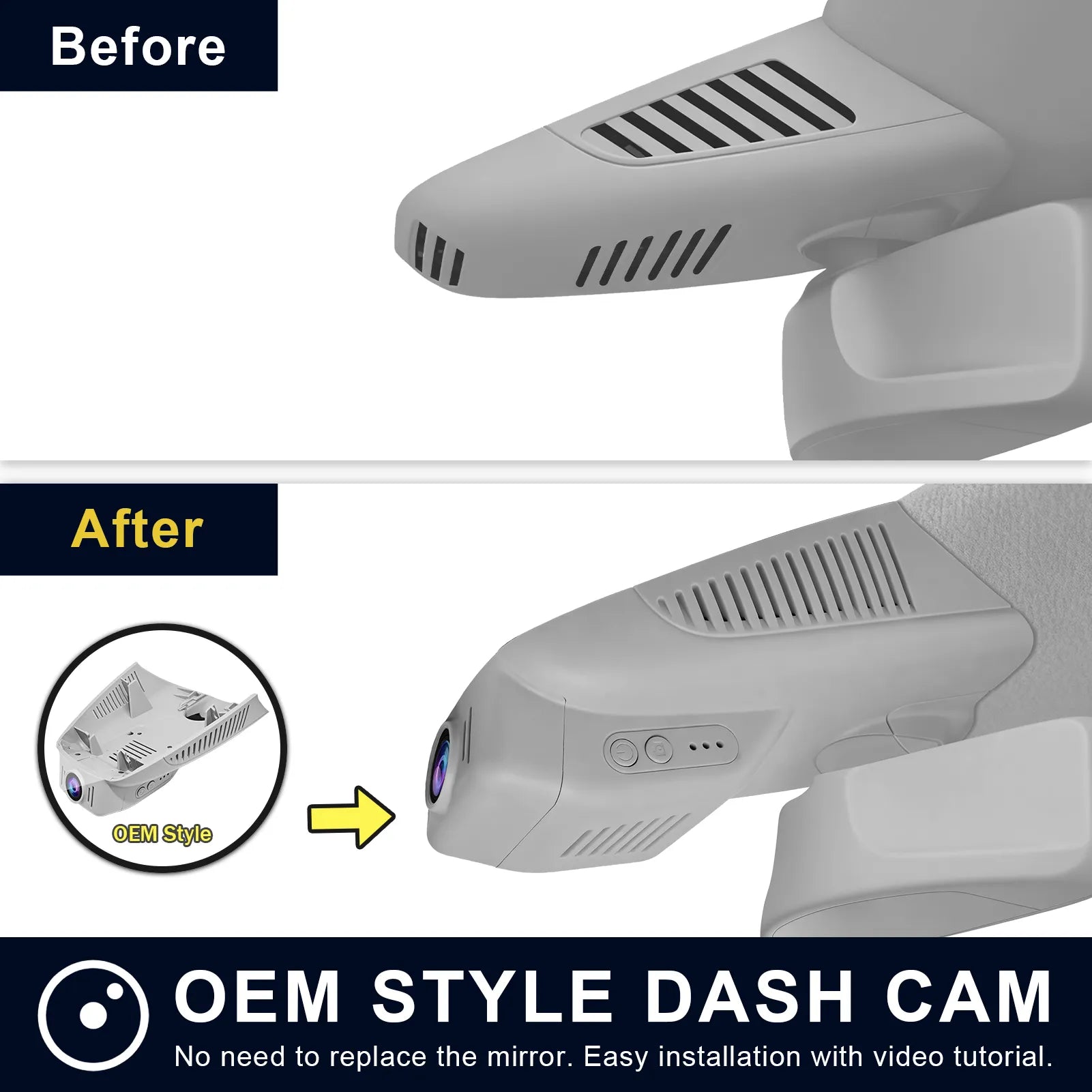 Mangoal 4K Dash Cam for Mercedes-Benz GLC Gen1 X253/C253 2016-2020 (Model A Gray)