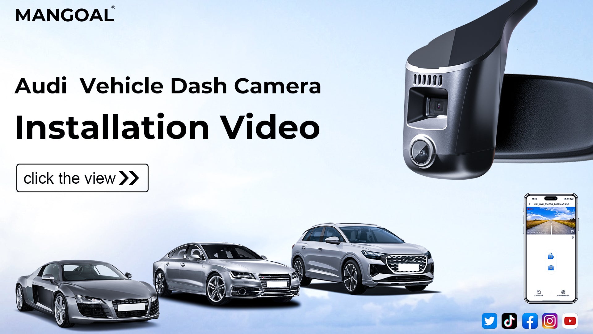 Charger la vidéo : Mangoal 4K Dash Cam for Audi (Model E Black)