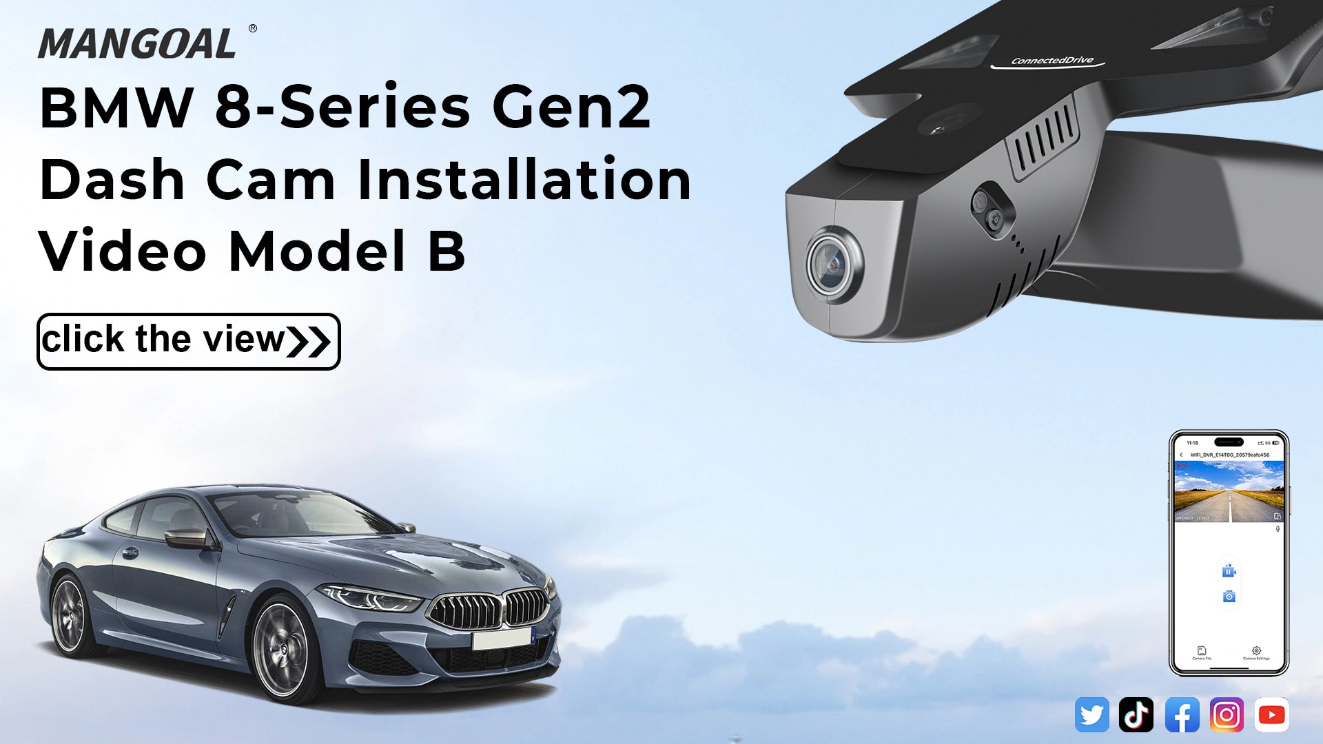 Load video: Mangoal 4K Dash Cam for BMW 8 Series Gen2 G14 G15 G16 2020-2025 (Model B)