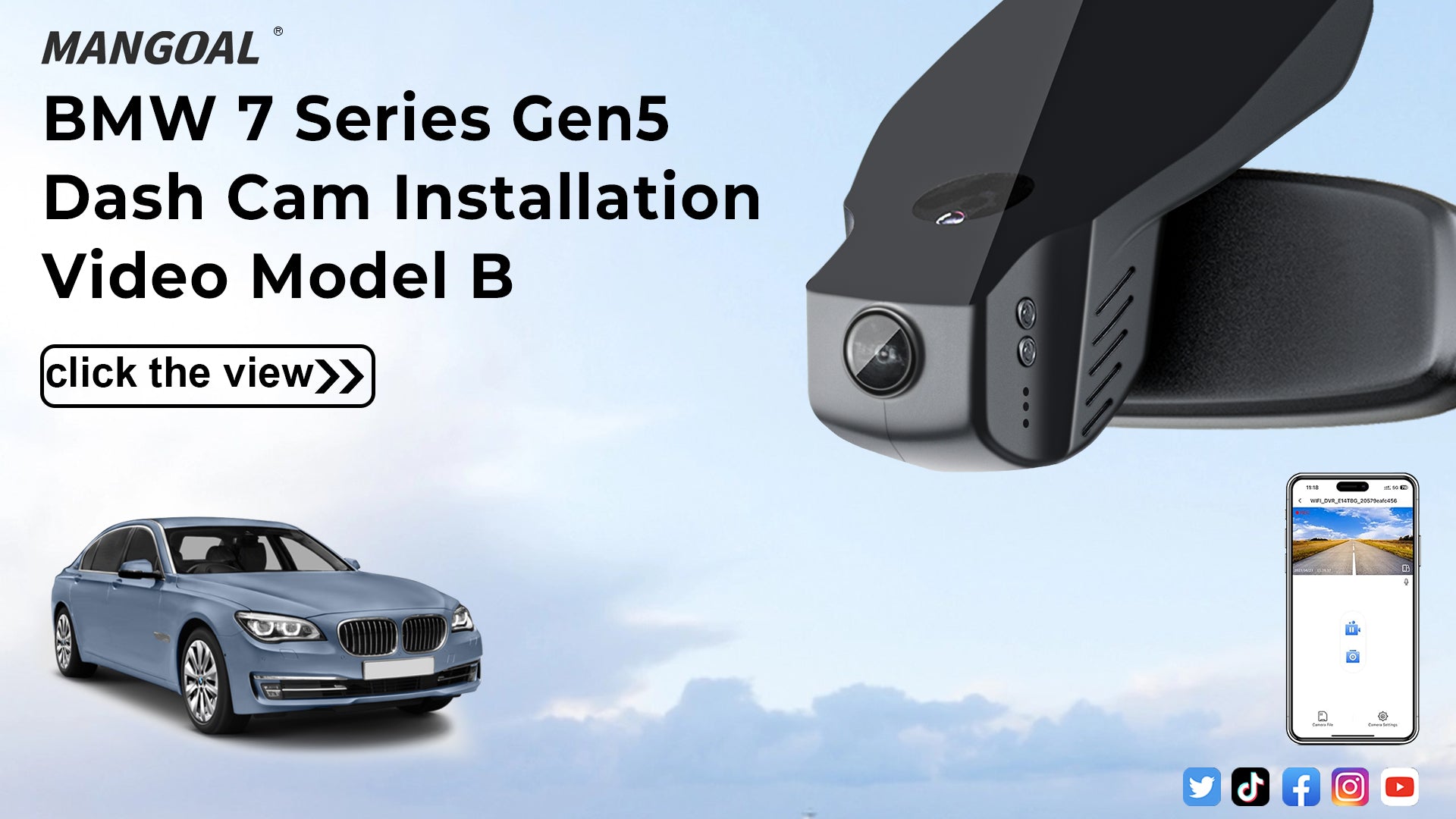 Charger la vidéo : Mangoal 4K Dash Cam for BMW 7 Series Gen5 F01/F02/F03/F04 2013-2015 (Model B)