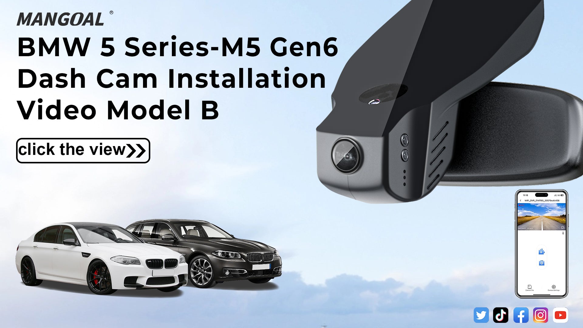 Load video: Mangoal Front 4K HDR Dash Cam STARVIS 2 for BMW 5-Series Gen6 F07/F10/F11/F18 2014-2016 Select 2017 M5 F10(Model B)