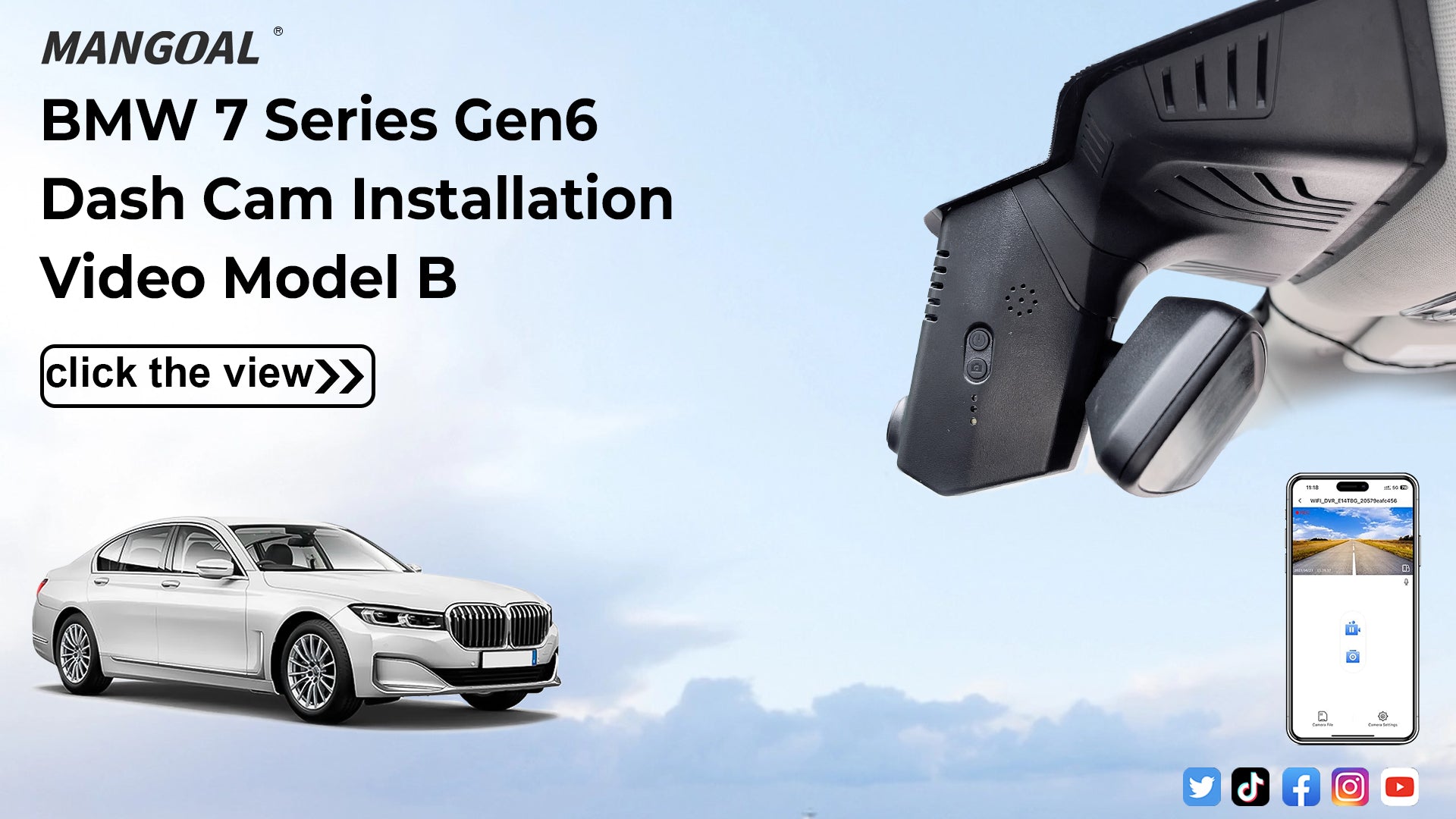 Load video: Mangoal 4K Dash Cam for BMW 7 Series Gen6 G11 G12 2016-2022 (Model B)