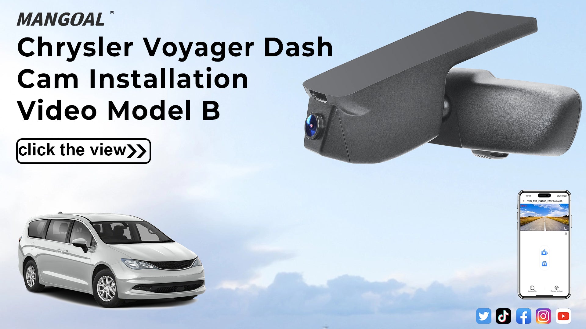 Load video: Mangoal Front 4K HDR Dash Cam STARVIS 2 for Chrysler Voyager Gen6 2020-2025 (Model B)