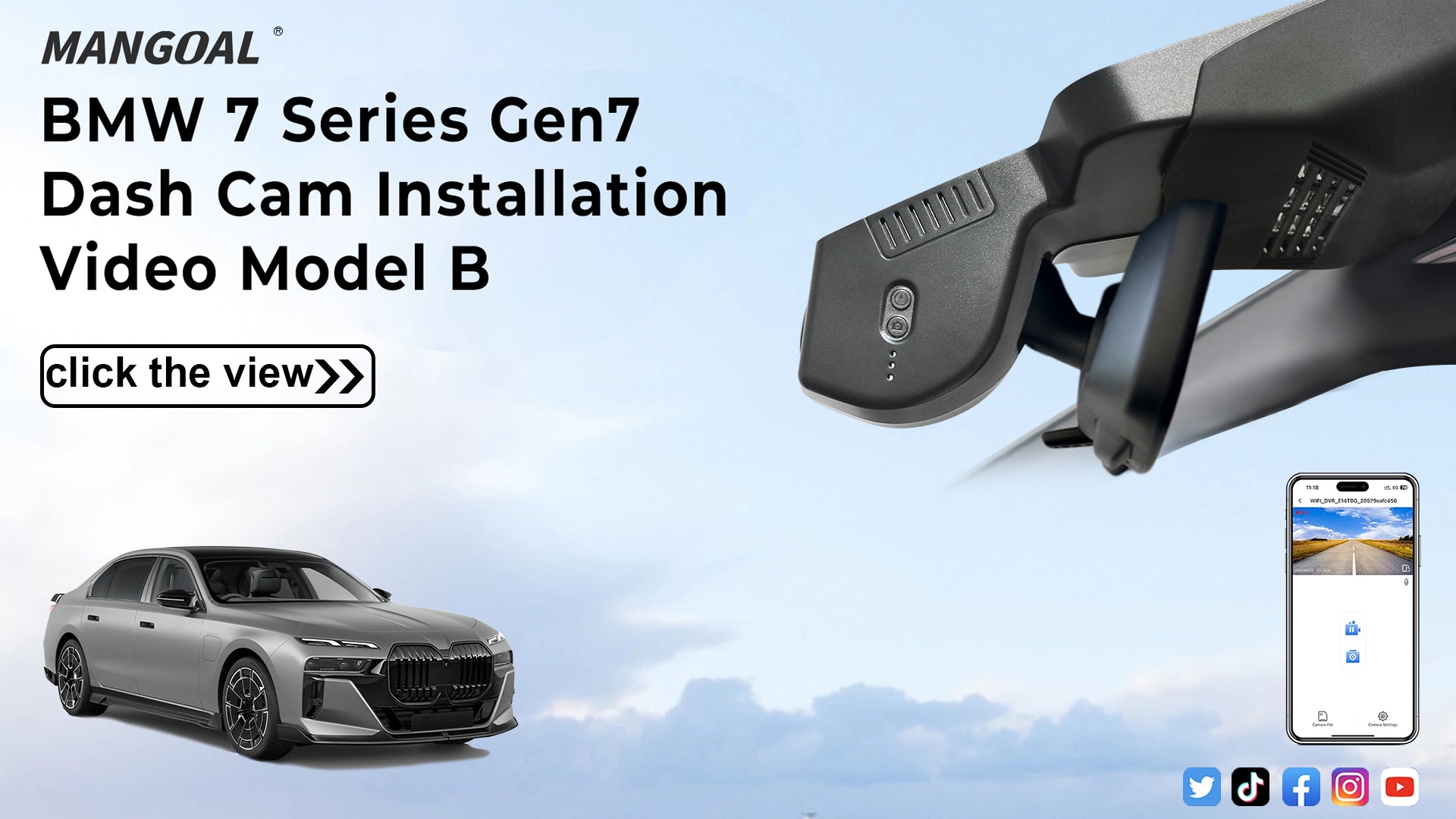 Load video: Mangoal 4K Dash Cam for BMW 7 Series Gen7 G70 G73 2023-2025 (Model B)
