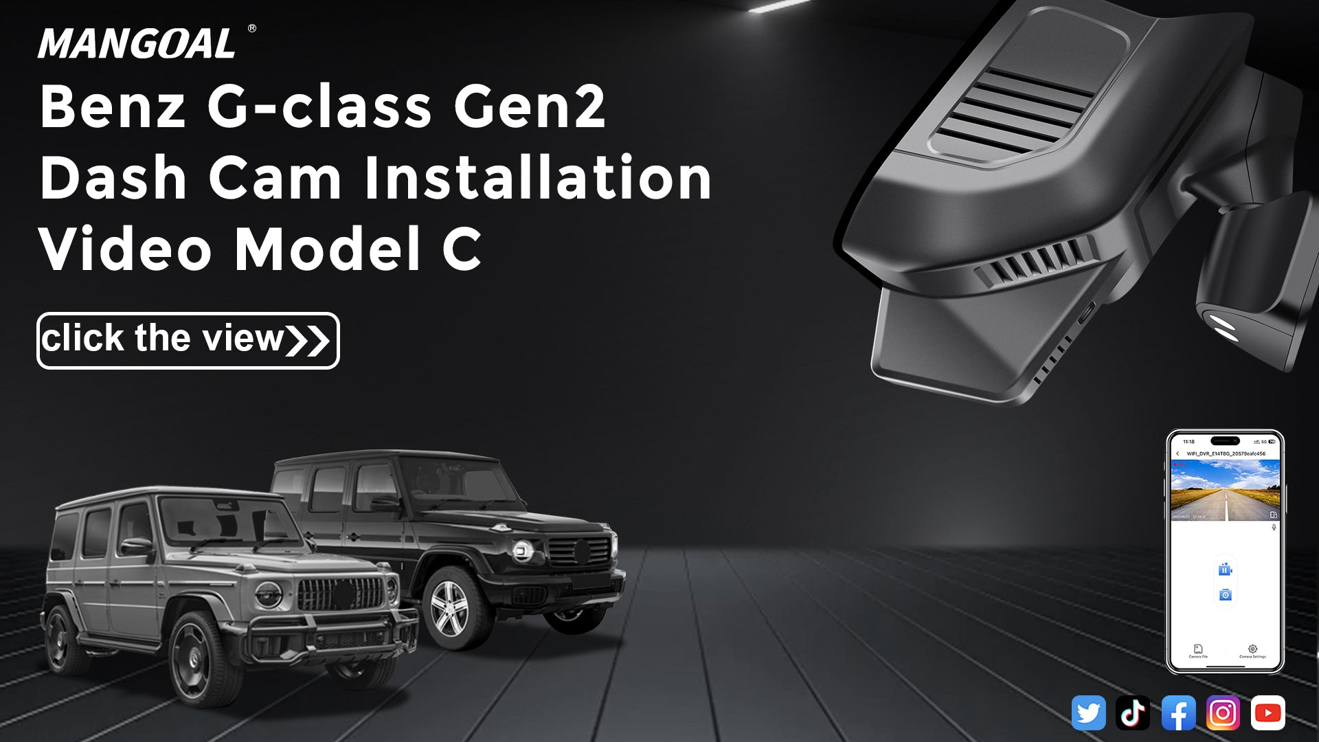 Load video: Mangoal Front 4K HDR Dash Cam STARVIS 2 IMX678 for Mercedes-Benz G-Class W465 2025, AMG G63 2025(Model C)