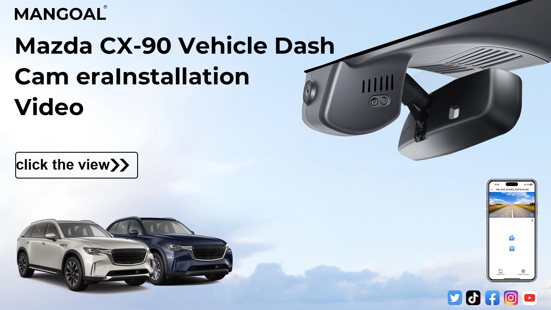 Load video: Mangoal Front 4K HDR Dash Cam STARVIS 2 for Mazda CX-90 &amp; CX-90 PHEV 2024-2026