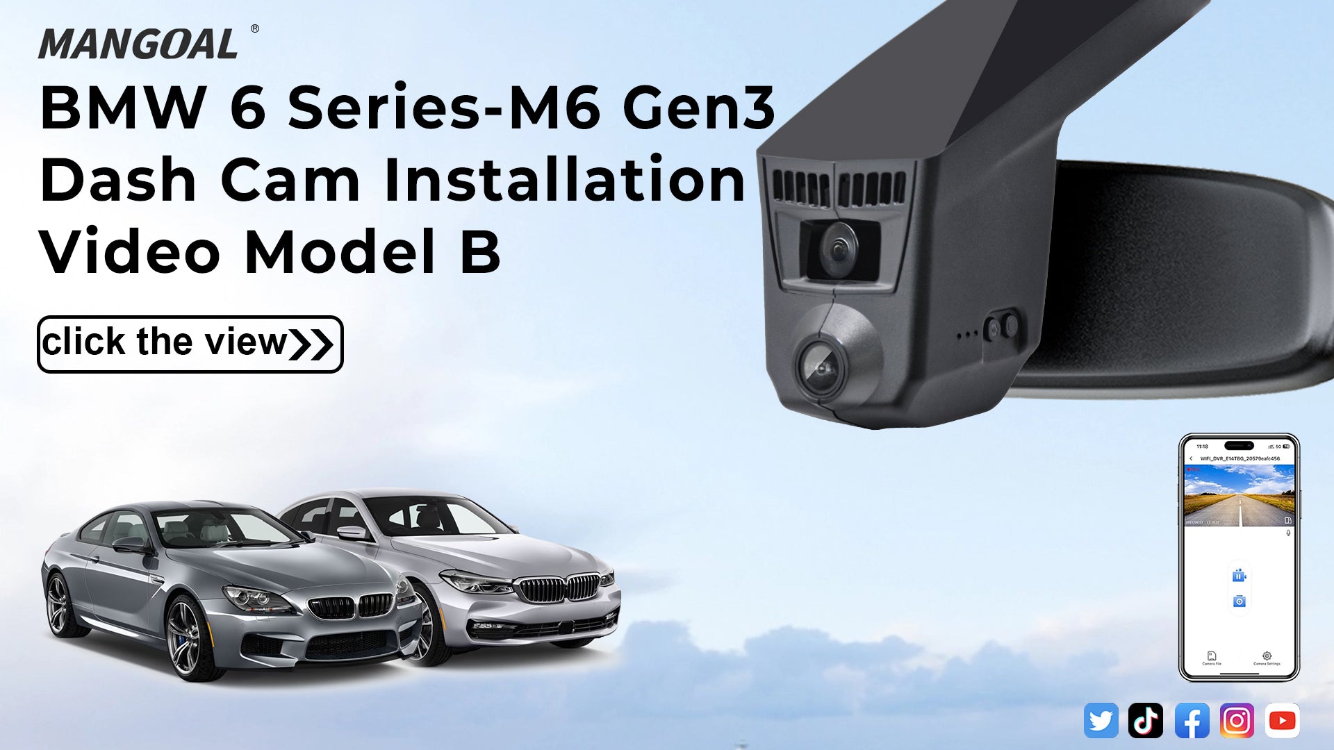Load video: Mangoal 4K Dash Cam for BMW Select 6 Series Gen3 F06 F12 F13 2012-2019 M6 (Model B)
