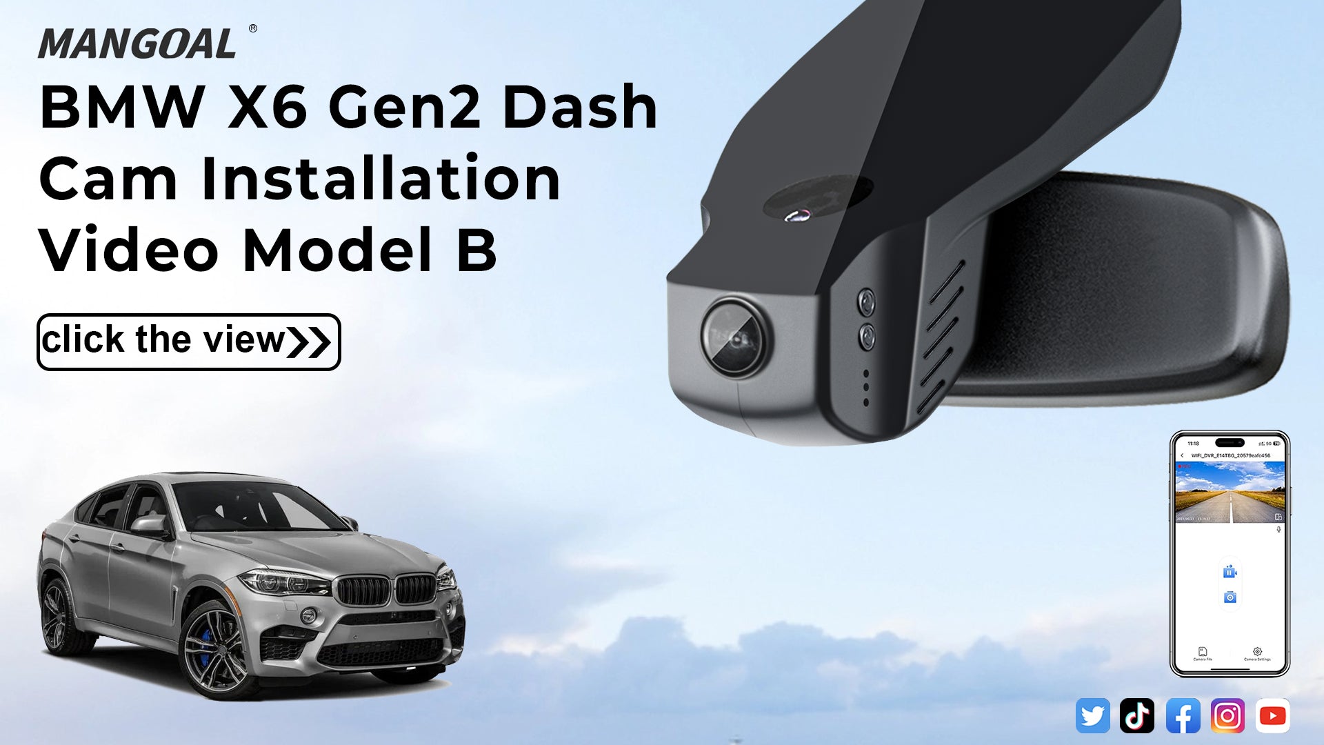 Load video: Mangoal 4K Dash Cam for BMW X6 Gen2 F16 2015-2019, X6M - Model B